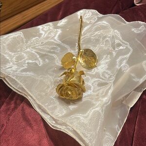 Real 24 kt dipped real Gold Rose with Detailed Craftsmanship & Scarf